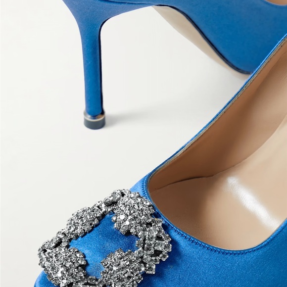 Manolo blahnik Blue Satin Embellished Pumps - Picture 3 of 11
